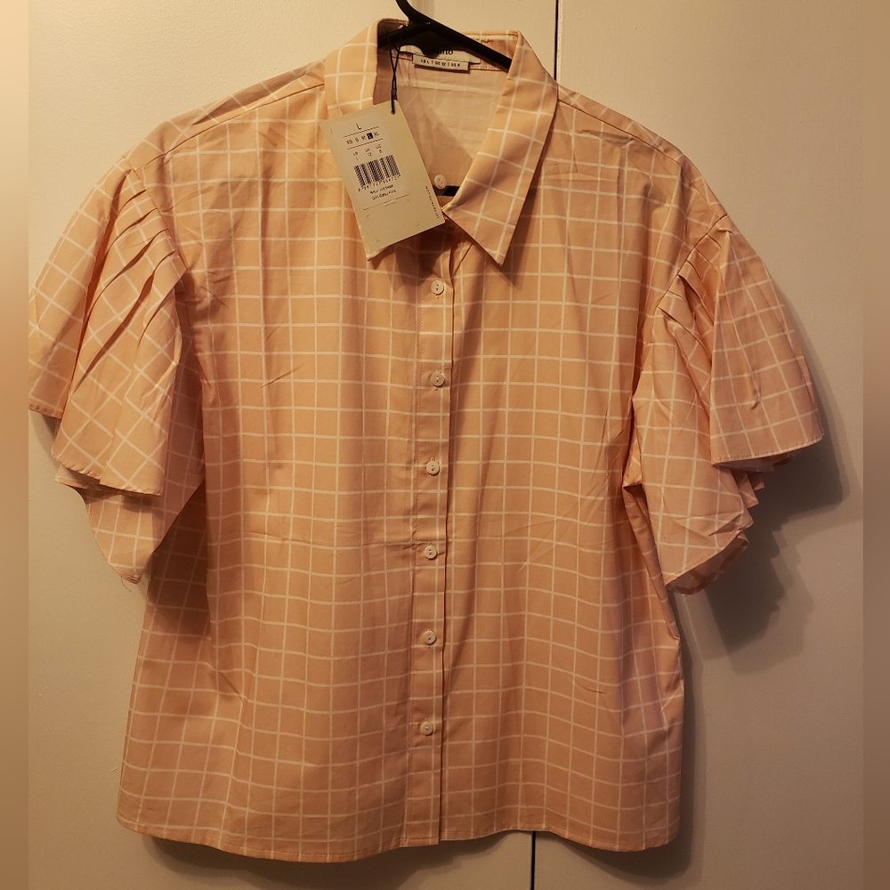 Love Bonito Womens Pink Flared Short Sleeves Top Size 8